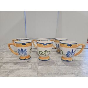 Target Home Set of 6 Stoneware Mugs Blue Yellow Green French